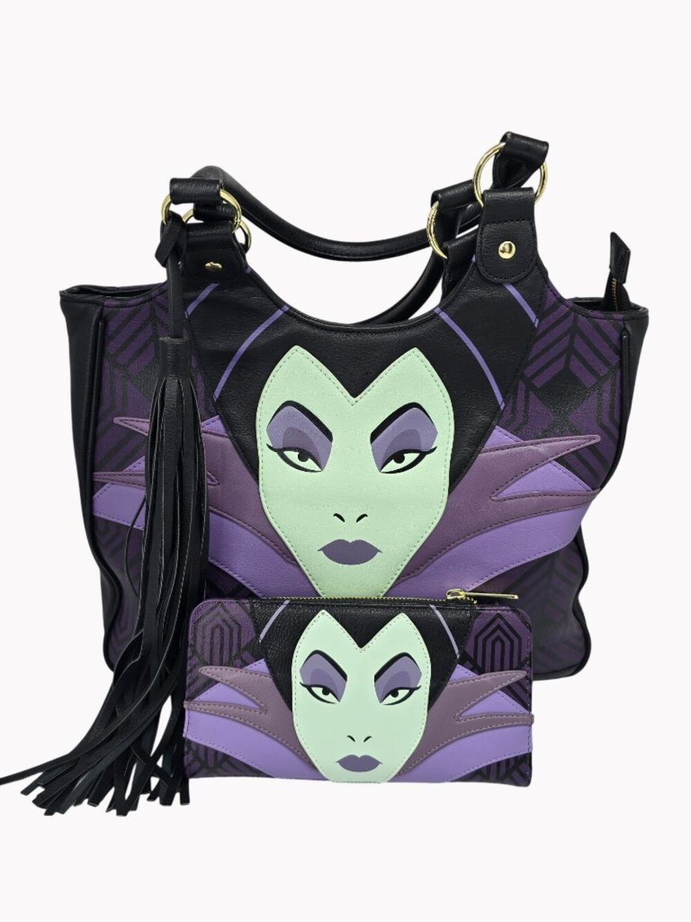 Loungefly Disney MALEFICENT 13x20 Villain Satchel Purse and matching wallet